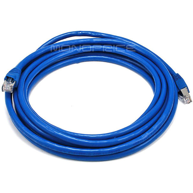 Monoprice 14FT 24AWG Cat6A 500MHz STP Ethernet Bare Copper Network Cable - Blue - 5903