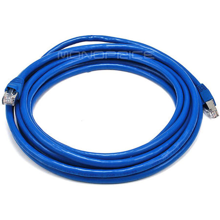Monoprice 14FT 24AWG Cat6A 500MHz STP Ethernet Bare Copper Network Cable - Blue - 5903