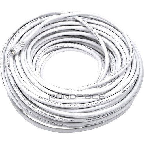 Monoprice 100FT 24AWG Cat6 550MHz UTP Ethernet Bare Copper Network Cable - White - 2333