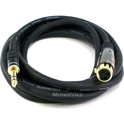 Monoprice 10ft Premier Series XLR Female to 1/4inch TRS Male 16AWG Cable (Gold Plated) - 4770