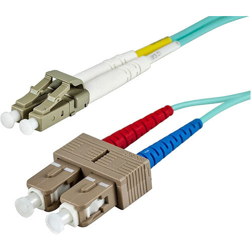 Monoprice 10Gb Fiber Optic Cable, LC/SC, Multi Mode, Duplex - 2 Meter (50/125 Type) - Aqua - 6391