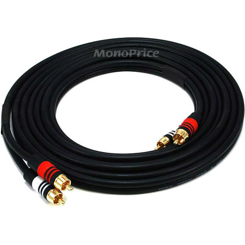 Monoprice 12ft Premium 2 RCA Plug/2 RCA Plug M/M 22AWG Cable - Black - 2865