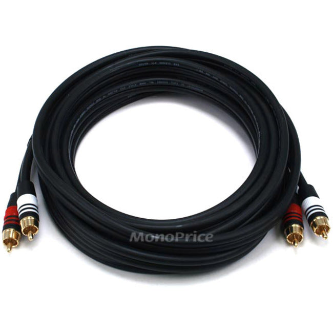 Monoprice 15ft Premium 2 RCA Plug/2 RCA Plug M/M 22AWG Cable - Black - 5348
