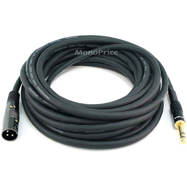 Monoprice 25ft Premier Series XLR Male to 1/4inch TRS Male 16AWG Cable (Gold Plated) - 4764