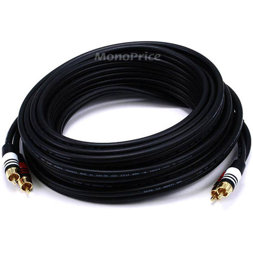 Monoprice 25ft Premium 2 RCA Plug/2 RCA Plug M/M 22AWG Cable - Black - 2866
