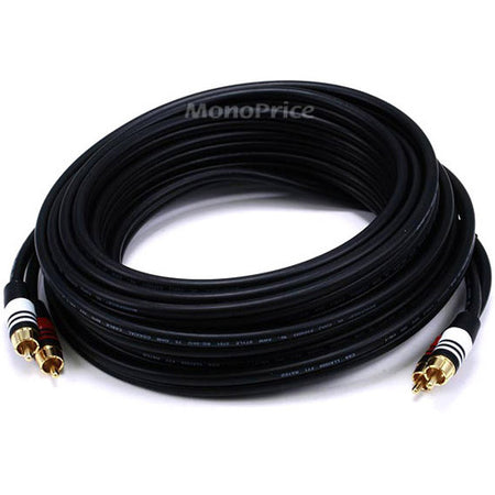 Monoprice 25ft Premium 2 RCA Plug/2 RCA Plug M/M 22AWG Cable - Black - 2866