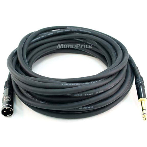 Monoprice 35ft Premier Series XLR Male to 1/4inch TRS Male 16AWG Cable (Gold Plated) - 4765