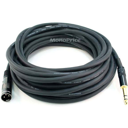 Monoprice 35ft Premier Series XLR Male to 1/4inch TRS Male 16AWG Cable (Gold Plated) - 4765
