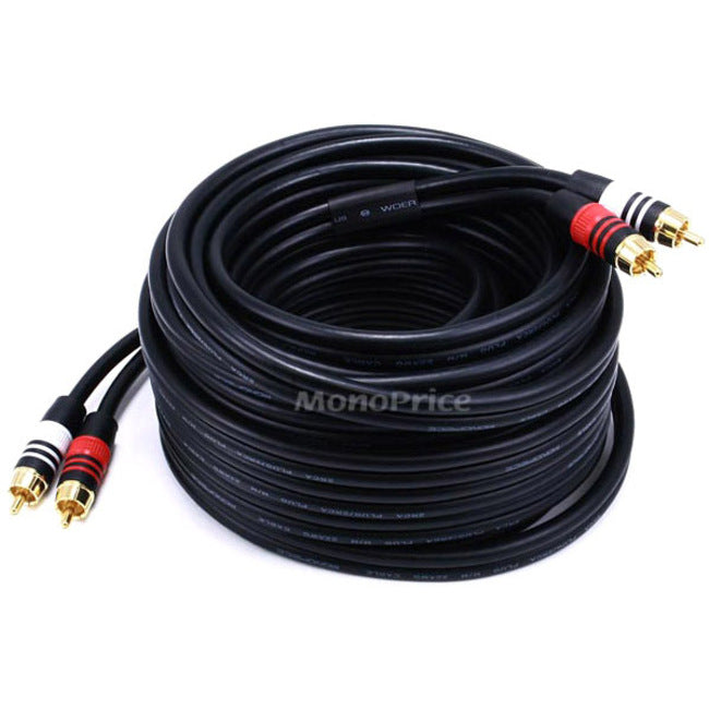 Monoprice 35ft Premium 2 RCA Plug/2 RCA Plug M/M 22AWG Cable - Black - 2867