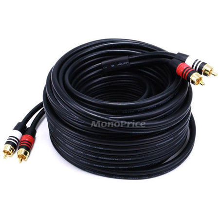 Monoprice 35ft Premium 2 RCA Plug/2 RCA Plug M/M 22AWG Cable - Black - 2867