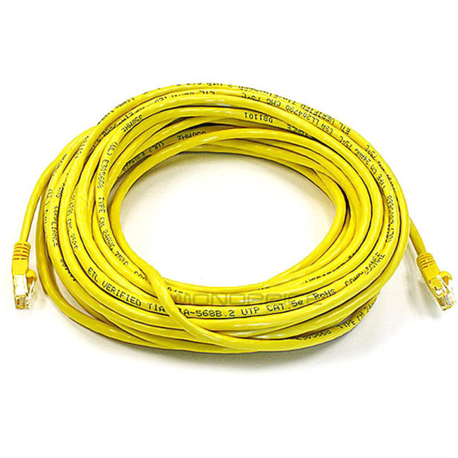 Monoprice 50FT 24AWG Cat6 550MHz UTP Ethernet Bare Copper Network Cable - Yellow - 2326