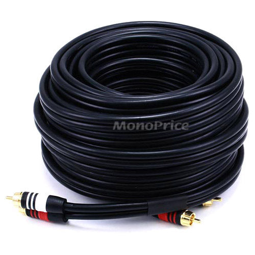 Monoprice 50ft Premium 2 RCA Plug/2 RCA Plug M/M 22AWG Cable - Black - 2868