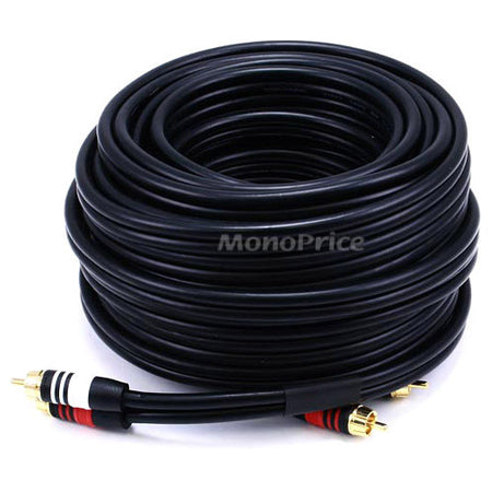 Monoprice 50ft Premium 2 RCA Plug/2 RCA Plug M/M 22AWG Cable - Black - 2868