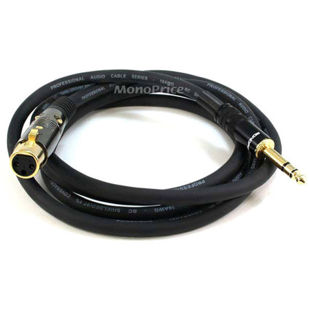 Monoprice 6ft Premier Series XLR Female to 1/4inch TRS Male 16AWG Cable (Gold Plated) - 4769