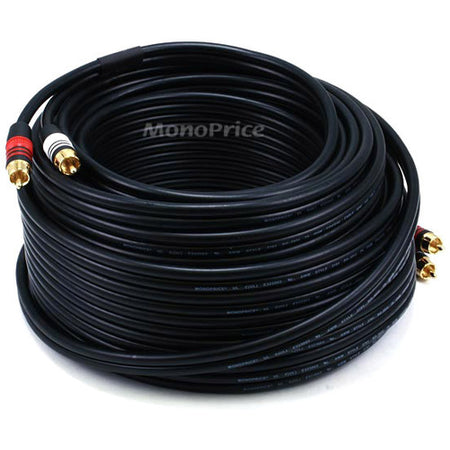 Monoprice 75ft Premium 2 RCA Plug/2 RCA Plug M/M 22AWG Cable - Black - 5349