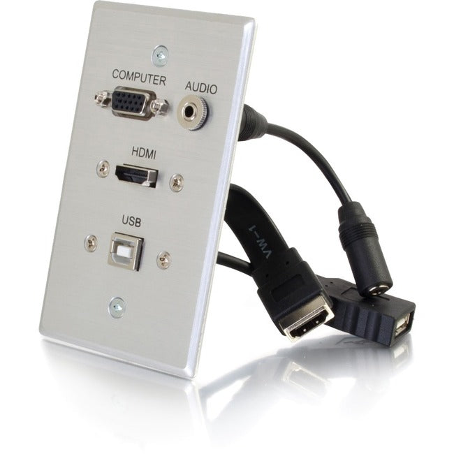 C2G HDMI, VGA, 3.5mm Audio and USB Pass Through Wall Plate - Single Gang - 39707