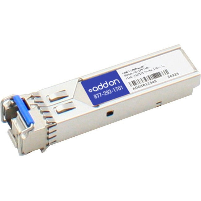 Brocade (Formerly) E1MG-100BXU Compatible TAA Compliant 100Base-BX SFP Transceiver (SMF, 1310nmTx/1550nmRx, 10km, LC) - E1MG-100BXU-AO