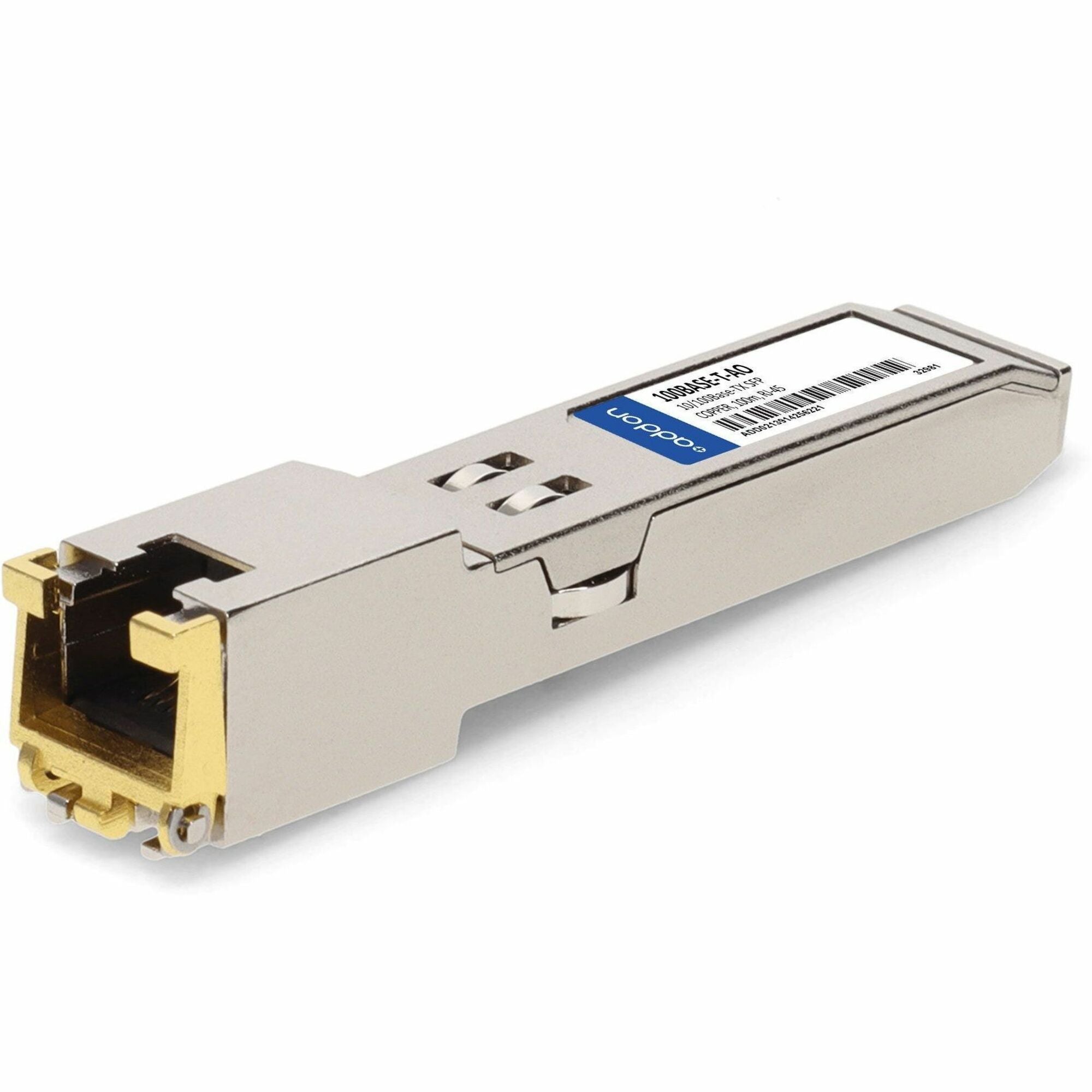 AddOn Brocade&reg; (Formerly) 100BASE-T Compatible TAA Compliant 10/100Base-TX SFP Transceiver (Copper, 100m, RJ-45) - 100BASE-T-AO
