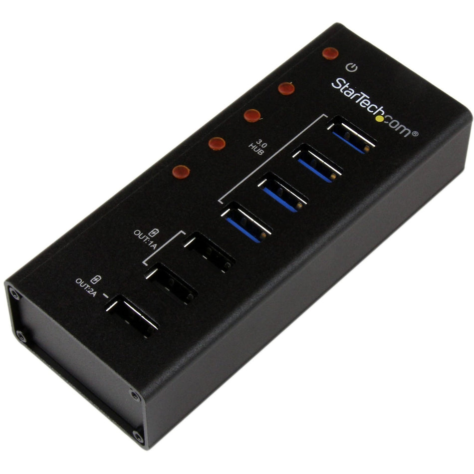 StarTech.com 4 Port USB 3.0 Hub plus 3 Dedicated USB Charging Ports (2 x 1A & 1 x 2A) - 5Gbps - Wall Mountable Metal Enclosure - ST4300U3C3