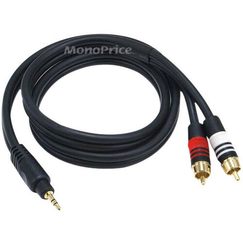 Monoprice 3ft Premium 3.5mm Stereo Male to 2RCA Male 22AWG Cable (Gold Plated) - Black - 5597