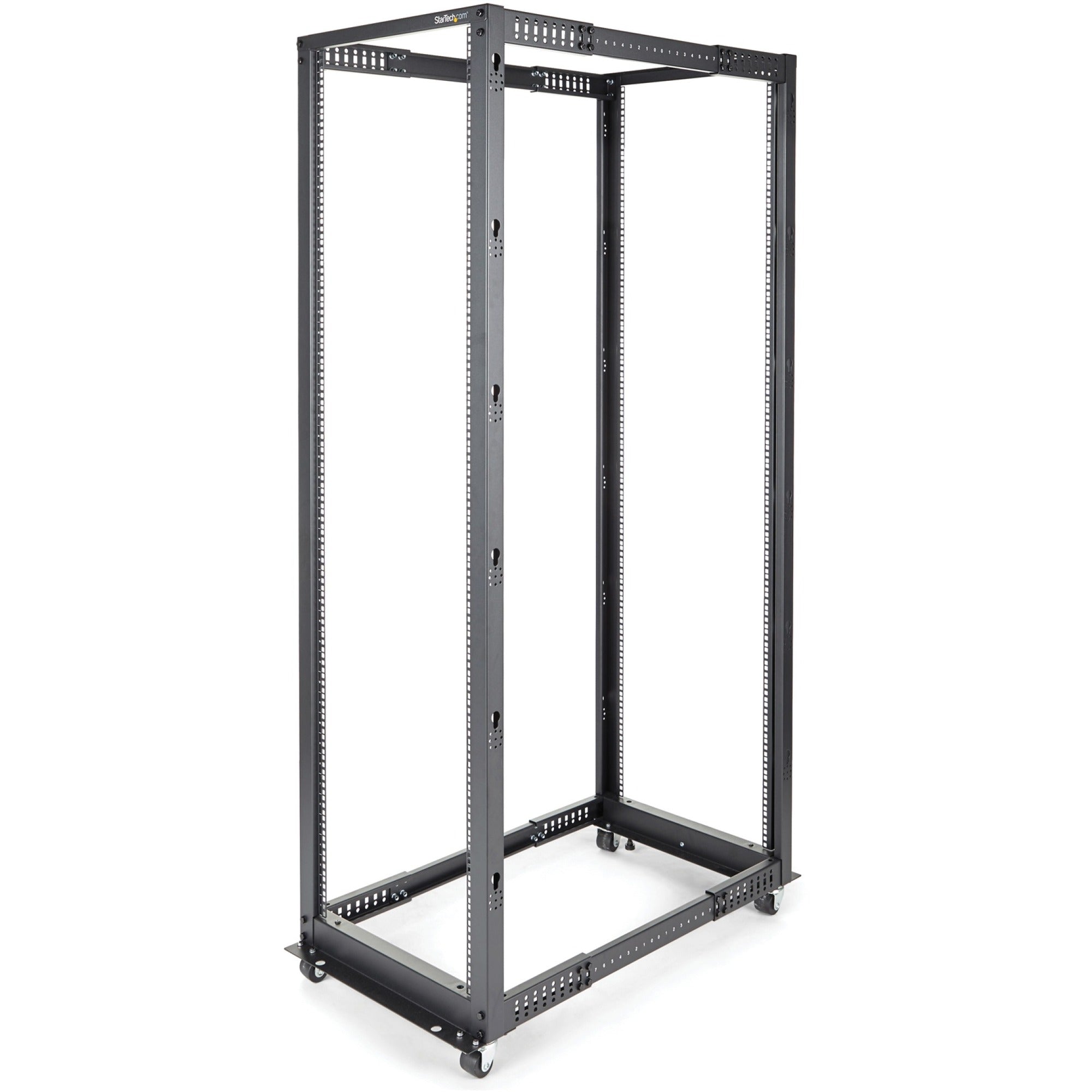 StarTech.com 42U Adjustable Depth Open Frame 4 Post Server Rack Cabinet - Flat Pack w/ Casters, Levelers and Cable Management Hooks - 4POSTRACK42
