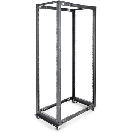 StarTech.com 42U Adjustable Depth Open Frame 4 Post Server Rack Cabinet - Flat Pack w/ Casters, Levelers and Cable Management Hooks - 4POSTRACK42