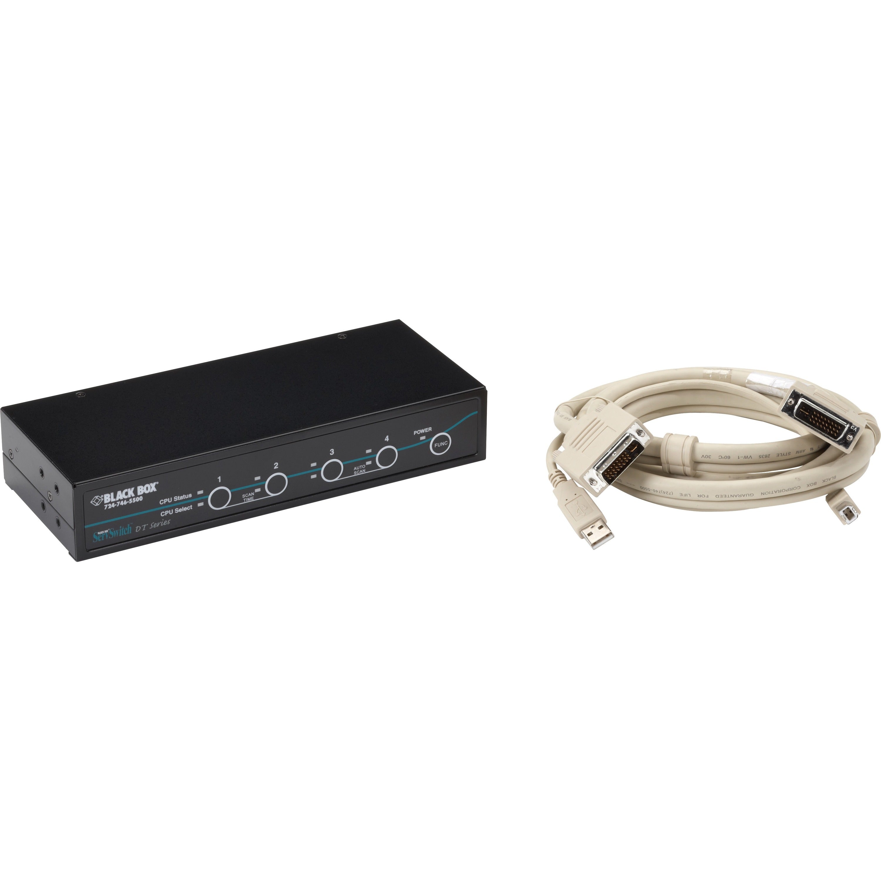 Black Box ServSwitch DT DVI 4-Port with Transparent USB 2.0 Kit - KV9604A-K