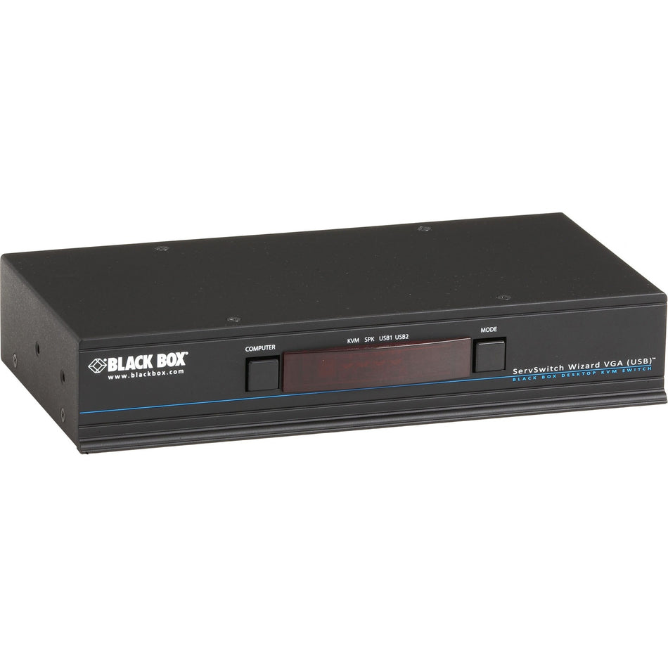Black Box KVM Switch - Single-Monitor, VGA, USB True Emulation, Audio, 4-Port - KV3004A