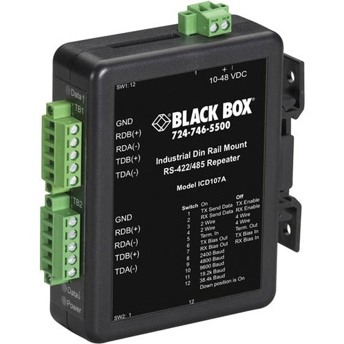 Black Box RS-422/RS-485 Industrial DIN Rail Repeater - ICD107A