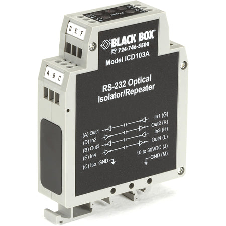 Black Box DIN Rail Repeater with Opto-Isolation, RS-232 - ICD103A