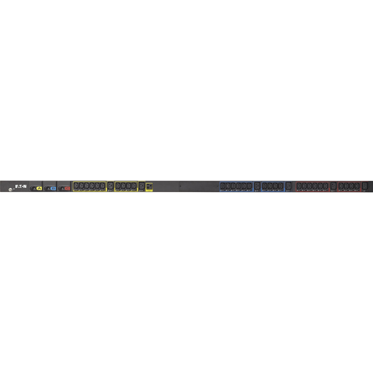 Eaton Basic rack PDU, 0U, L21-30P input, 8.64 kW max, 120/208V, 24A, 10 ft cord, Three-phase, Outlets: (1) 5-20R, (30) C13 Outlet grip, (6) C19 Outlet grip - EBA310-10