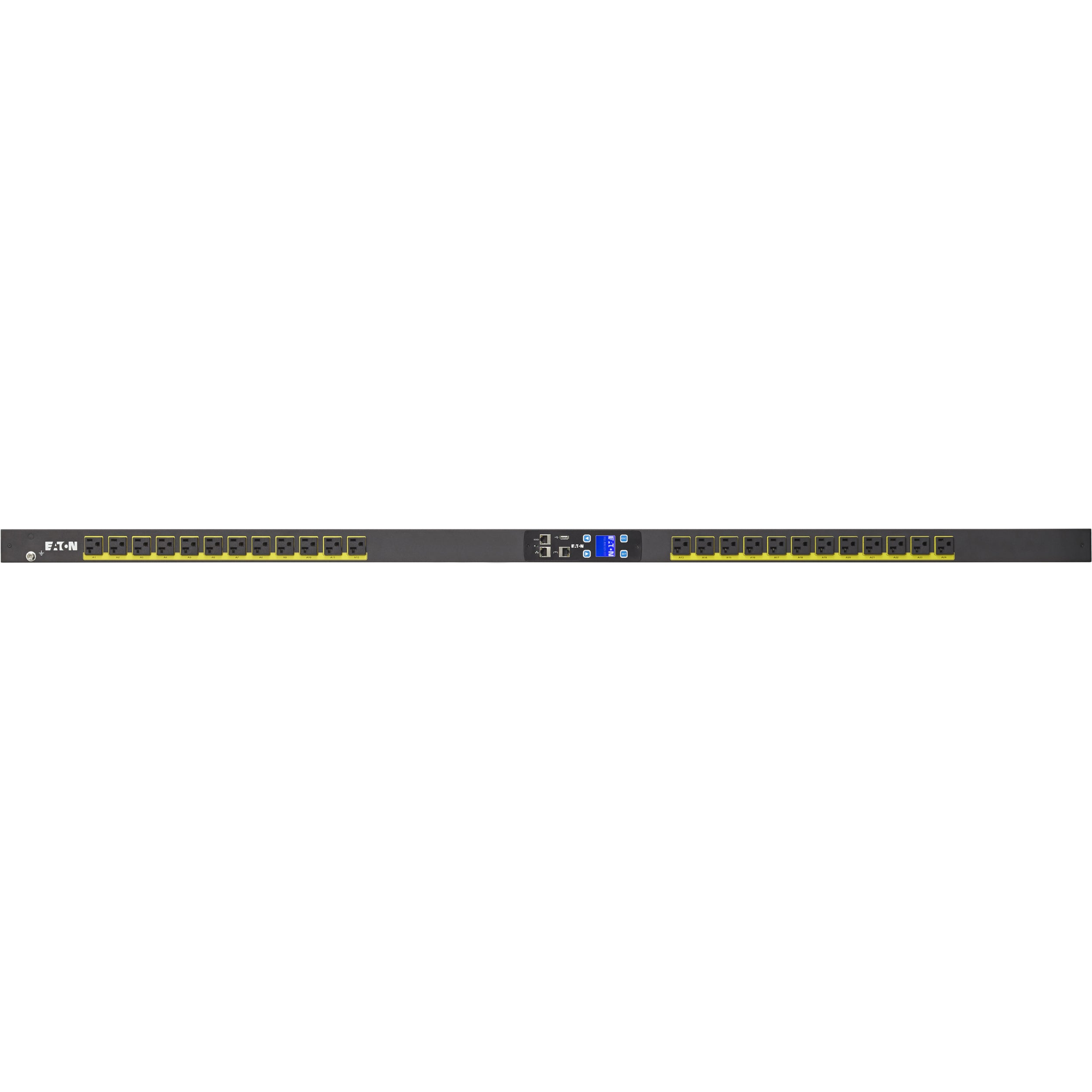 Eaton Metered Input rack PDU, 0U, 5-20P, L5-20P input, 1.92 kW max, 120V, 16A, 10 ft cord, Single-phase, Outlets: (24) 5-20R - EMI101-10