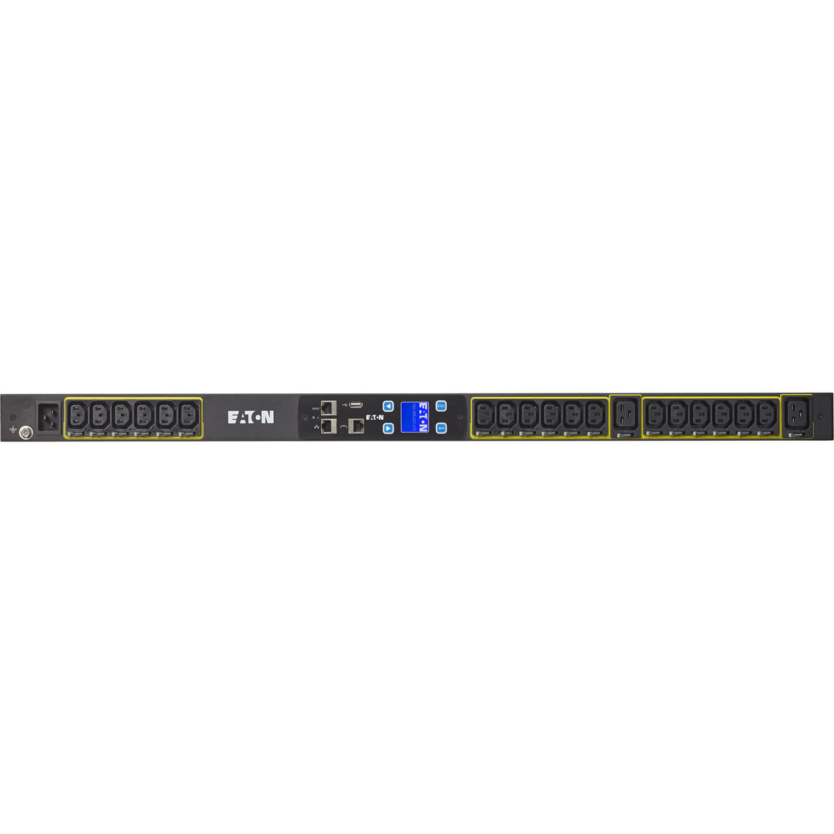 Eaton Metered Input rack PDU, 0U, L6-20P, C20 input, 3.84 kW max, 100-240V, 16A, 10 ft cord, Single-phase, Outlets: (18) C13 Outlet grip, (2) C19 Outlet grip - EMI103-10