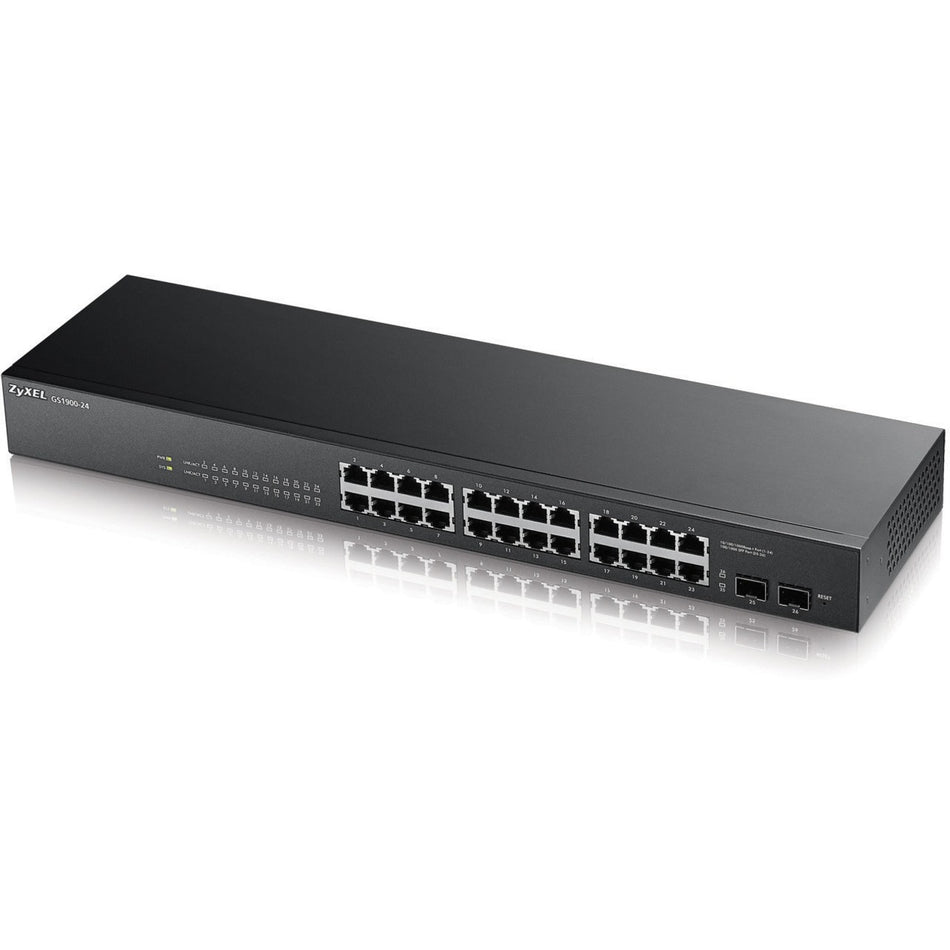 ZyXEL GS1900-24 Fanless 24 Port GbE L2 Web Managed Rackmountable Switch - GS1900-24