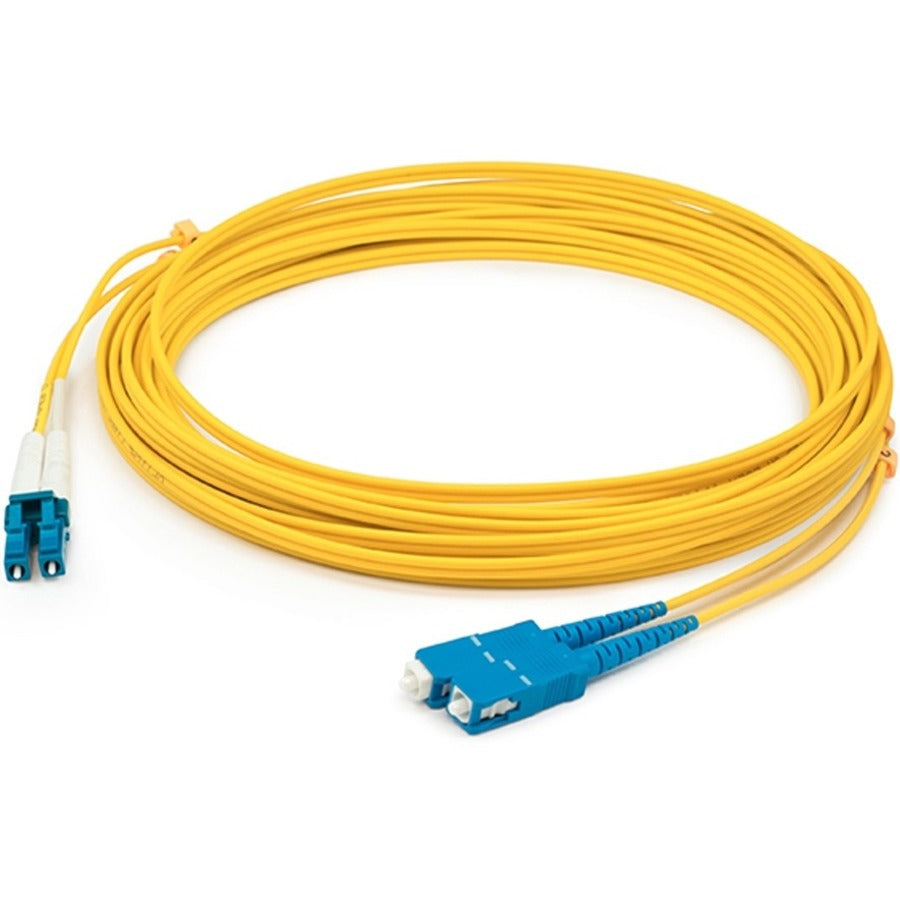 AddOn 15m LC (Male) to SC (Male) Yellow OS2 Duplex Fiber OFNR (Riser-Rated) Patch Cable - ADD-SC-LC-15M9SMF