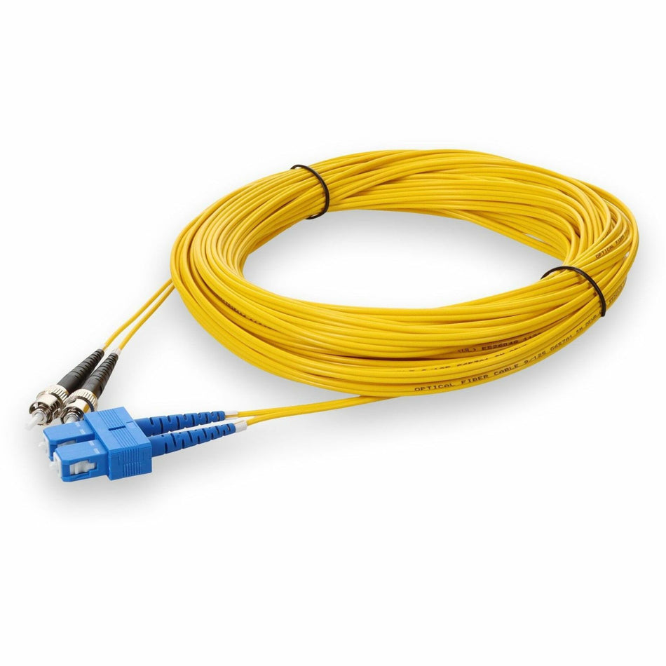 AddOn 15m SC (Male) to ST (Male) Yellow OS2 Duplex Fiber OFNR (Riser-Rated) Patch Cable - ADD-ST-SC-15M9SMF