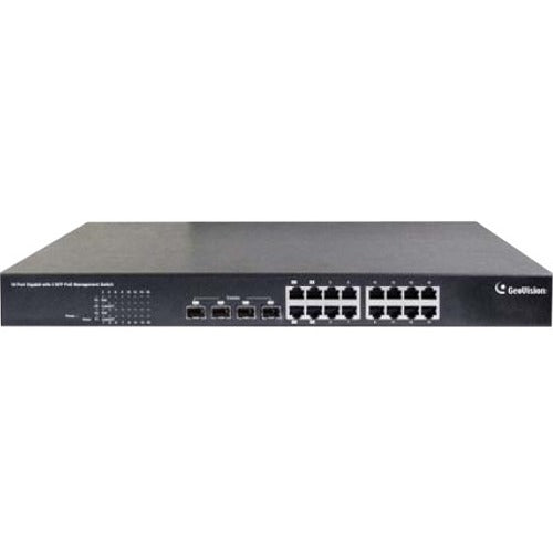 GeoVision GV-POE1611 16-Port Gigabit 802.3at Web Management PoE Switch - 84-POE1611-001U