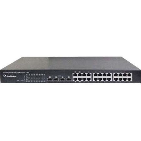 GeoVision GV-POE2411 24-Port Gigabit 802.3at Web Management PoE Switch - 84-POE2411-001U