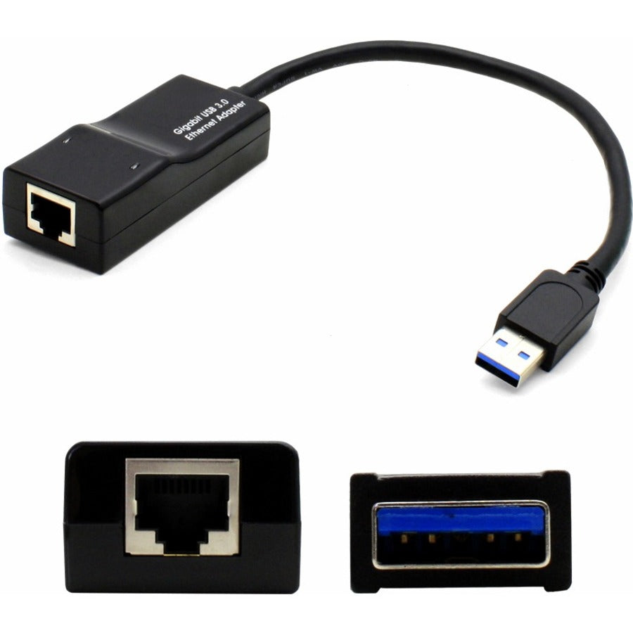 AddOn USB 3.0 (A) Male to RJ-45 Female Gray & Black Adapter - USB302NIC