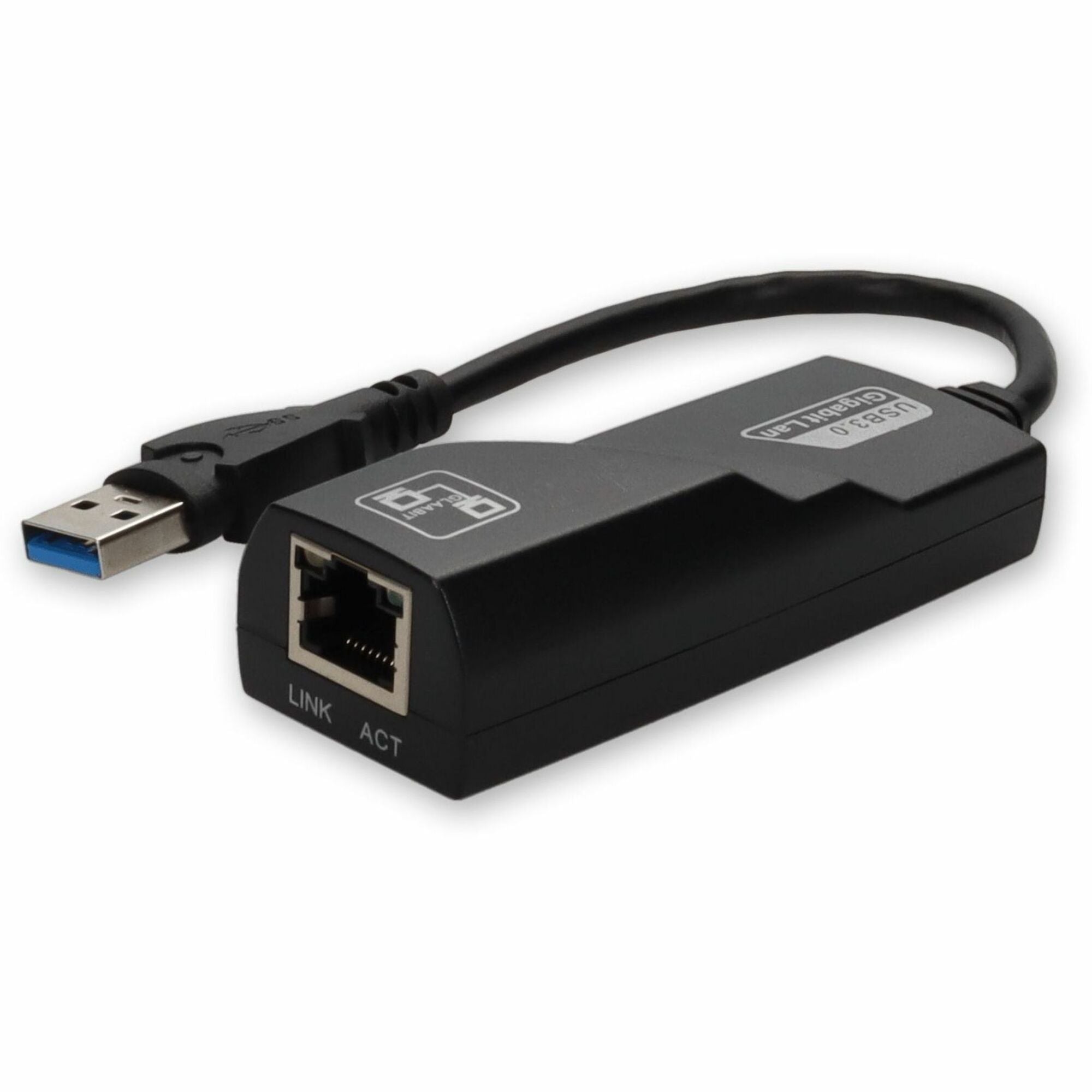 AddOn USB A 3.0 Male to RJ-45 Female Gray & Black Adapter - USB302NIC