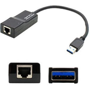 AddOn 5-Pack of USB 3.0 (A) Male to RJ-45 Female Gray & Black Adapters - USB302NIC-5PK