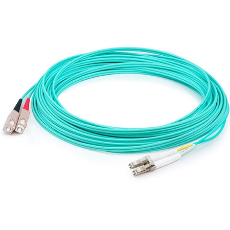 AddOn 20m LC (Male) to SC (Male) Aqua OM3 Duplex Fiber OFNR (Riser-Rated) Patch Cable - ADD-SC-LC-20M5OM3