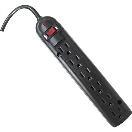 Weltron 6 Outlet Black Plastic Surge Protector w/ 20ft Cord - WSP-600PLF-20BK