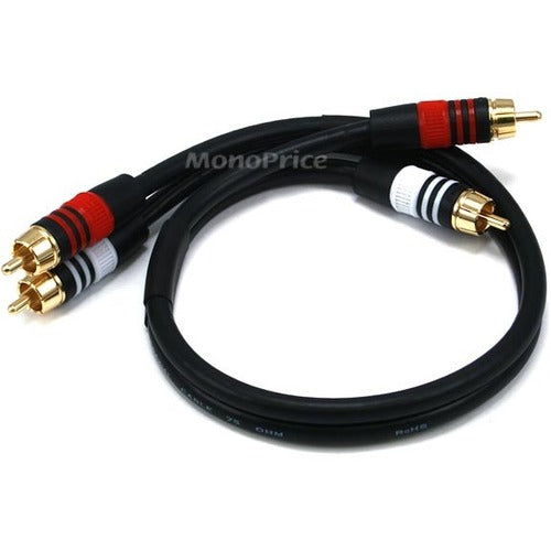 Monoprice 1.5ft Premium 2 RCA Plug/2 RCA Plug M/M 22AWG Cable - Black - 5346