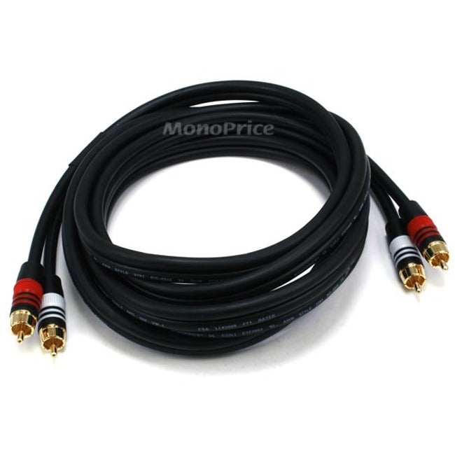 Monoprice 10ft Premium 2 RCA Plug/2 RCA Plug M/M 22AWG Cable - Black - 5347