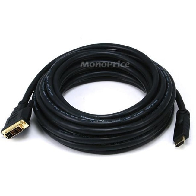 Monoprice 25ft 26AWG CL2 Standard HDMI to DVI Adapter Cable - Black - 2842