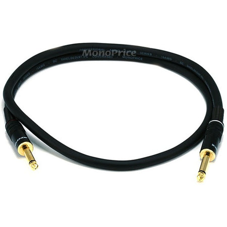 Monoprice 3ft Premier Series 1/4-inch (TS) Male to Male 16AWG Audio Cable (Gold Plated) - 5495