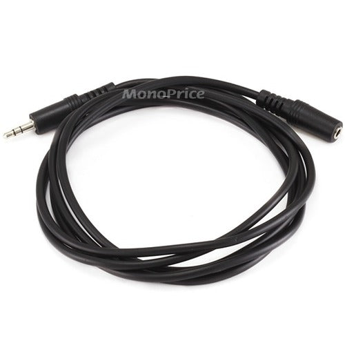 Monoprice 6ft 3.5mm Stereo Plug/Jack M/F Cable - Black - 648