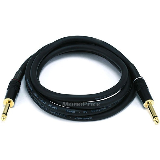 Monoprice 6ft Premier Series 1/4-inch (TS) Male to Male 16AWG Audio Cable (Gold Plated) - 5496