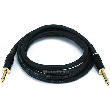 Monoprice 6ft Premier Series 1/4-inch (TS) Male to Male 16AWG Audio Cable (Gold Plated) - 5496